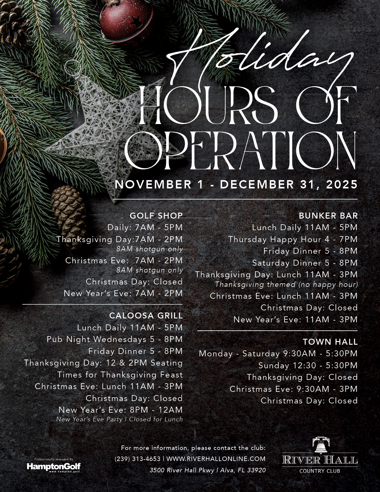RH Holiday Hours of Operation 2025 EMAIL